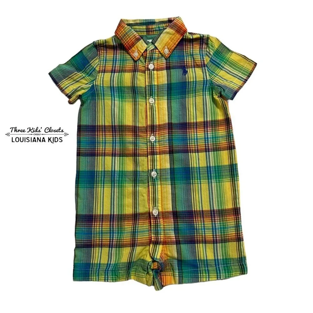 Ralph Lauren 6m Colorful Yellow Plaid Romper